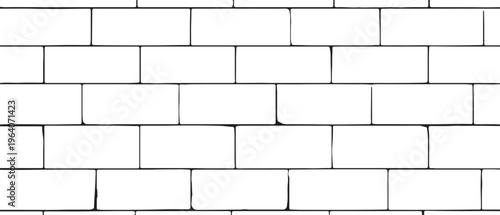 Hand drawn black outline brick wall pattern on white background