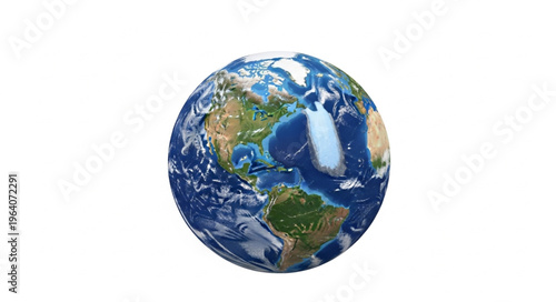 Detailed Earth Globe View Showing Continents and Oceans.