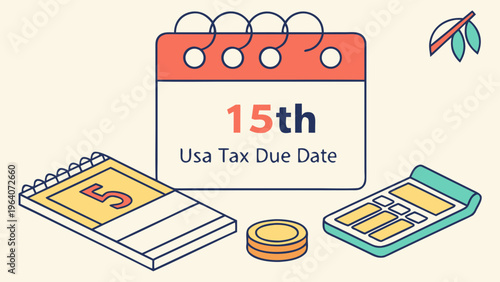 Tax day concept. The USA tax due date marked on the calendar.