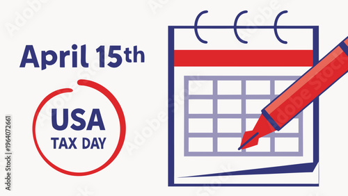 Tax day concept. The USA tax due date marked on the calendar.