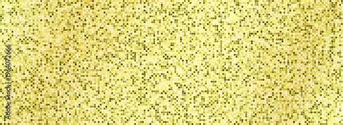 Golden disco party pattern. Yellow square sequin mosaic texture background. Abstract gold shining glitter halftone wallpaper. Pop up comic sparkling glitter backdrop. Colorful dot texture
