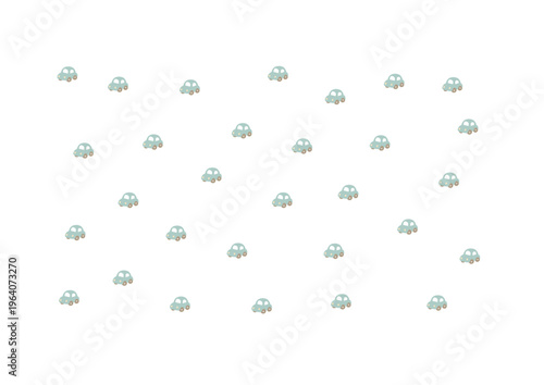 Seamless pattern with minimalist toy cars and vehicle silhouettes