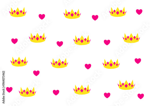 Seamless repeating pattern with elegant princess crowns in soft pastel girly style on light background for kids nursery textile and decorative design