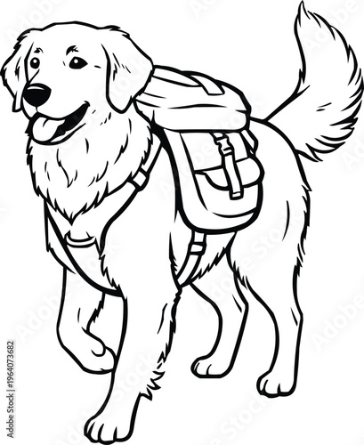 A dog with a backpack on its back