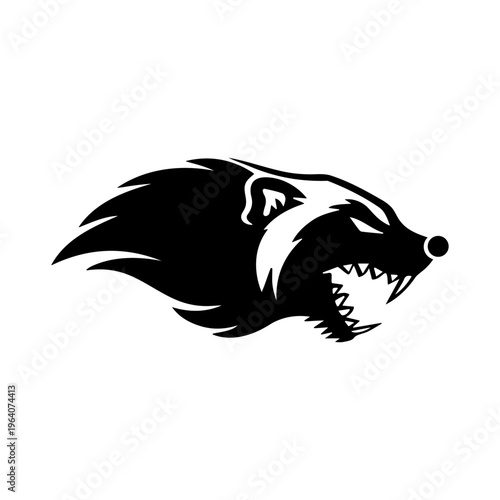 Black and White Wolverine Graphic Symbol.
