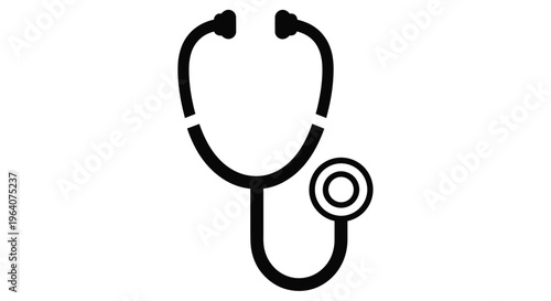 Simple black silhouette of a stethoscope on a plain white background