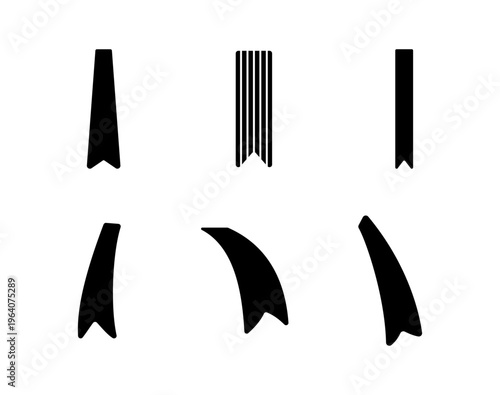 리본 끈 실루엣 아이콘 세트