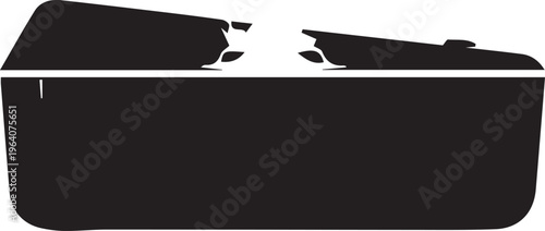 Broken casket vector illustration of open wooden coffin silhouette for spooky funeral art
