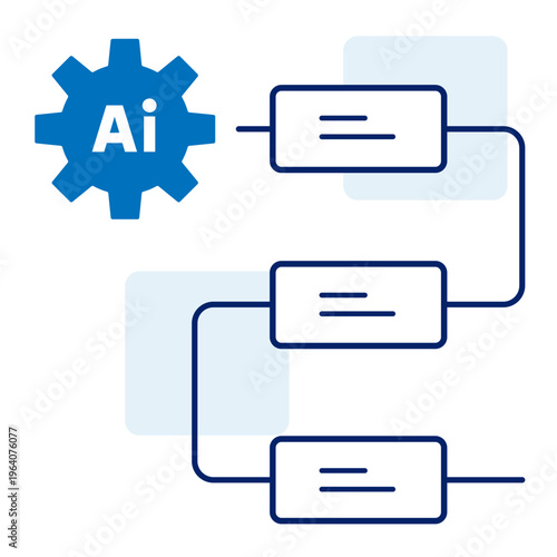Vector icon for AI Multi-Step Flow, Multi-Agent AI Process, AI-Driven Multi-Step System, Multi-Step Automation Flow, AI Workflow Execution. Minimalist and clean style icon. Editable Stroke.
