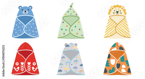 Adorable animal baby hooded towels bear lion fox and more