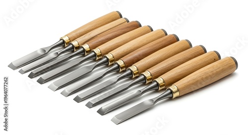 Set of 12 wood carving gouge chisels with wooden handles for woodworking and whittling