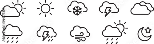 weather forecast line icon set vector 