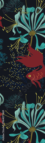 underwater, coral reefs, fish, sea animals, crabs, mermaid, sea shells, octopus, plants, ocean, sea weed, 