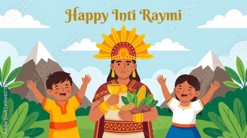 Traditional Inti Raymi Sun Festival Celebration Inca Ceremony.