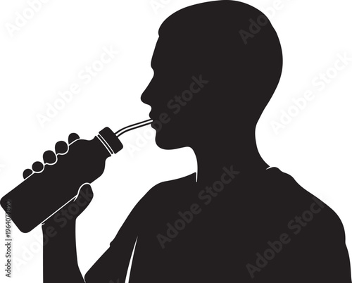Man drinking from a bottle.