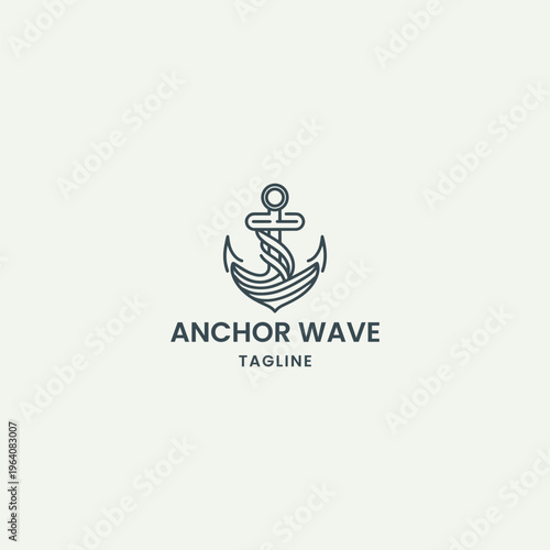 Anchor wave logo vector icon illustration