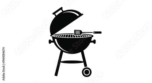 Vector illustration of barbecue grill icon with spatula