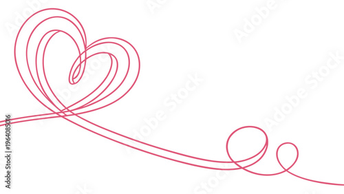 Pink heart shape formed by wavy line on white background