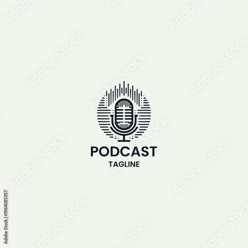 Podcast logo vector icon illustration