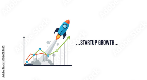 Startup growth, rocket, infographic, vector, business success, finance chart