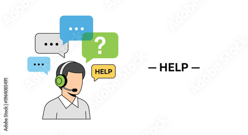 Customer support, help desk, call center, vector illustration
