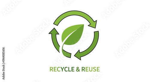 Eco friendly recycle reuse symbol, green recycling logo, environmental icon, sustainable vector