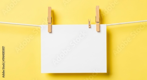 Blank note card on a string.