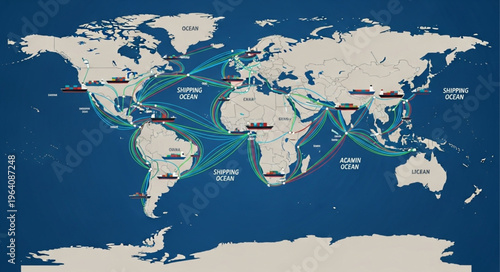 Global Maritime Shipping Routes - A Comprehensive World Map.