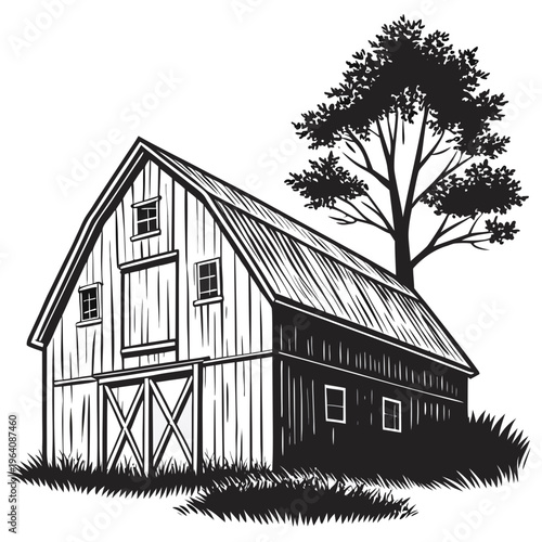 old farm house vector illustration