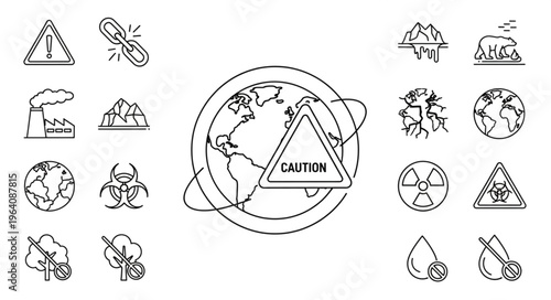 Global Warming and Environmental Hazards - A Visual Representation of Caution and Danger.