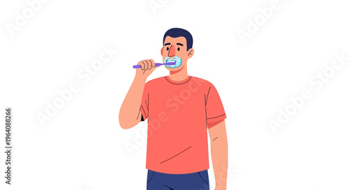 Illustration of a person brushing their teeth with a toothbrush, promoting dental hygiene and oral care routines
