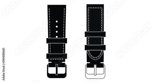 A detailed black watch strap design with a classic buckle showcasing minimalist form and striking silhouette high quality professional modern elegant
