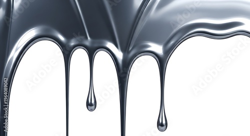 Liquid metal drips on white background