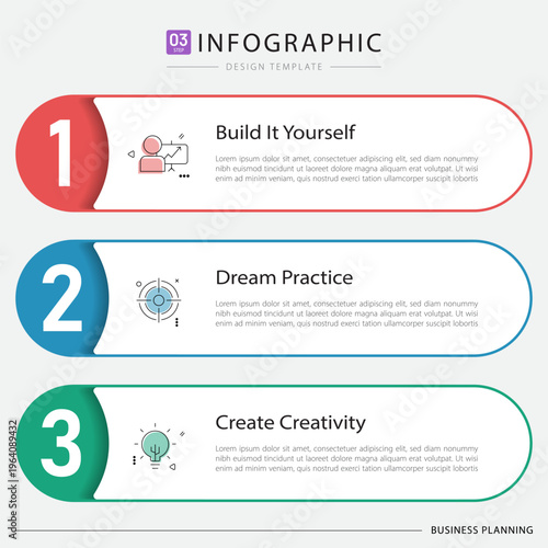 Infographic 3 Step timeline journey, calendar Flat simple infographics design template. presentation graph. Business concept with 3 options, vector illustration.