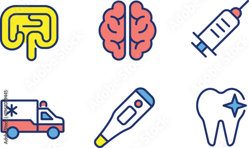 Illustrations of key components in healthcare and medical services