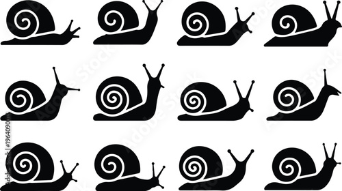 Snail Silhouette Icon Collection Set