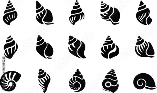 Snail Silhouette Icon Collection Set