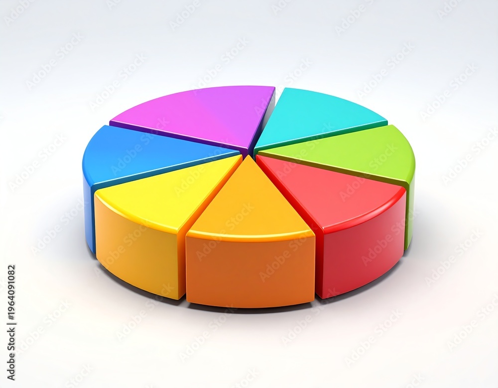 Obraz premium Colorful 3d Pie Chart Segments