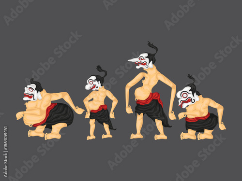 punakawan semar gareng petruk bagong character cartoon indonesia wayang legend icon ethnic tradition