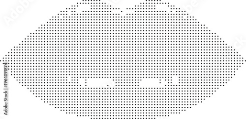 Lips mouth pixeleted bitmap dither halftone dotted vector illustration isolated on white