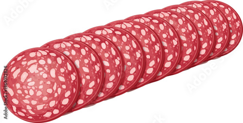 Salami Sausage Slices Vector Illustration with Sliced Salami Meat Food Ingredient Deli Meat Clipart Isolated Design