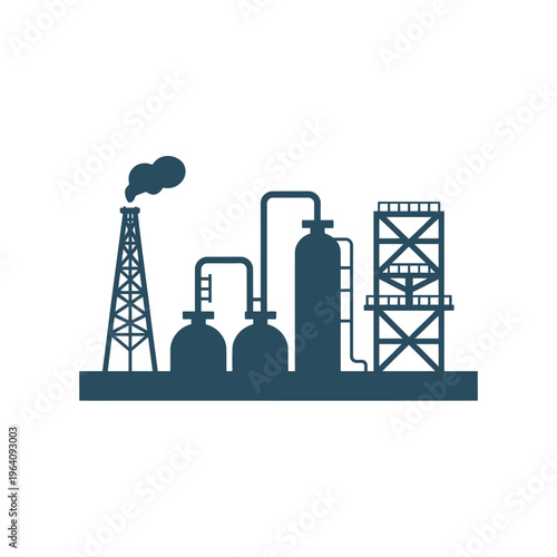 An industrial factory with smokestack and various machinery equipment