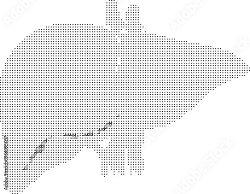 Liver organ pixeleted bitmap dither halftone dotted medical anatomy human biology science healthcare research