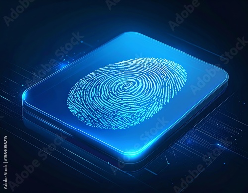 Glowing Fingerprint Scan Icon