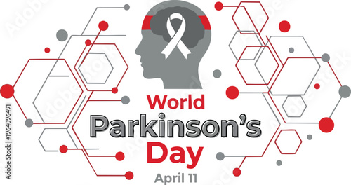 World parkinsons day awareness concept with human head silhouette and awareness ribbon