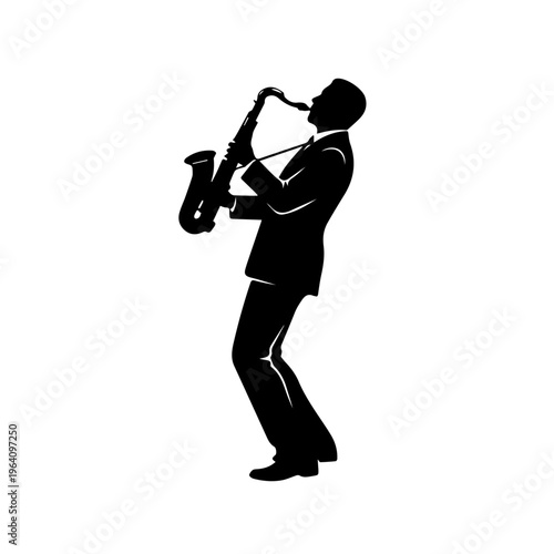 Silhouette of a Professional Man Playing the Saxophone