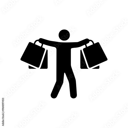Man with Shopping Bags Silhouette Icon