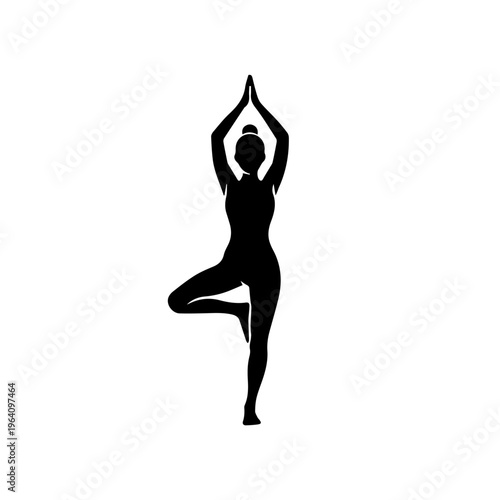 Silhouette of a Woman Performing Tree Pose Yoga