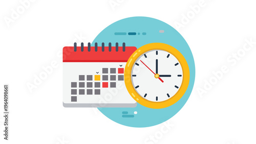 Time management and scheduling concept featuring a wall clock and a desk calendar with marked dates for planning and organization.