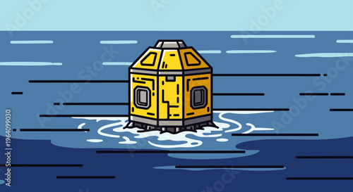 yellow floating module for ocean research an autonomous vehicle using marine technology for environmental monitoring.